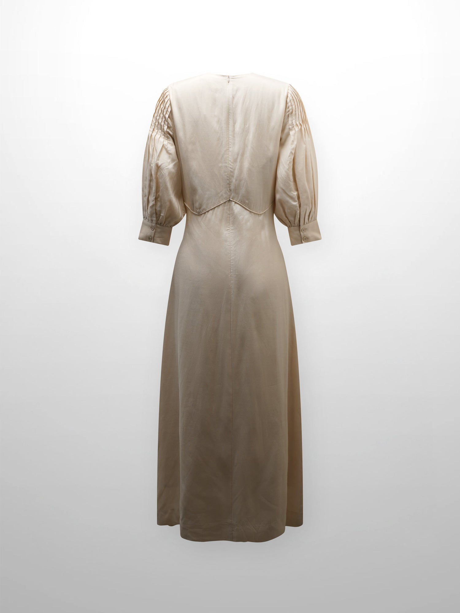 Pleated Sleeve High Waisted Dress-Peach