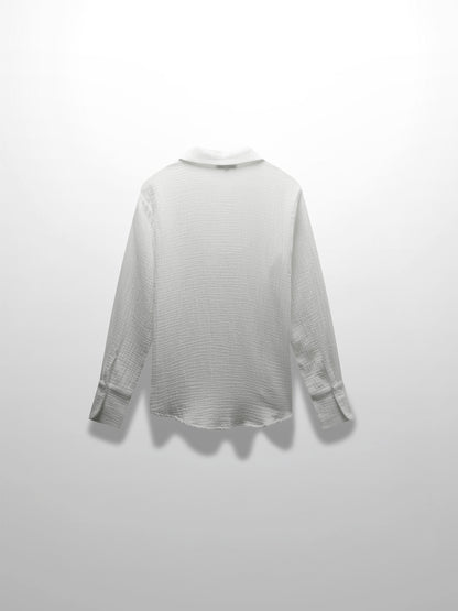 Gauze Button Down Blouse-White