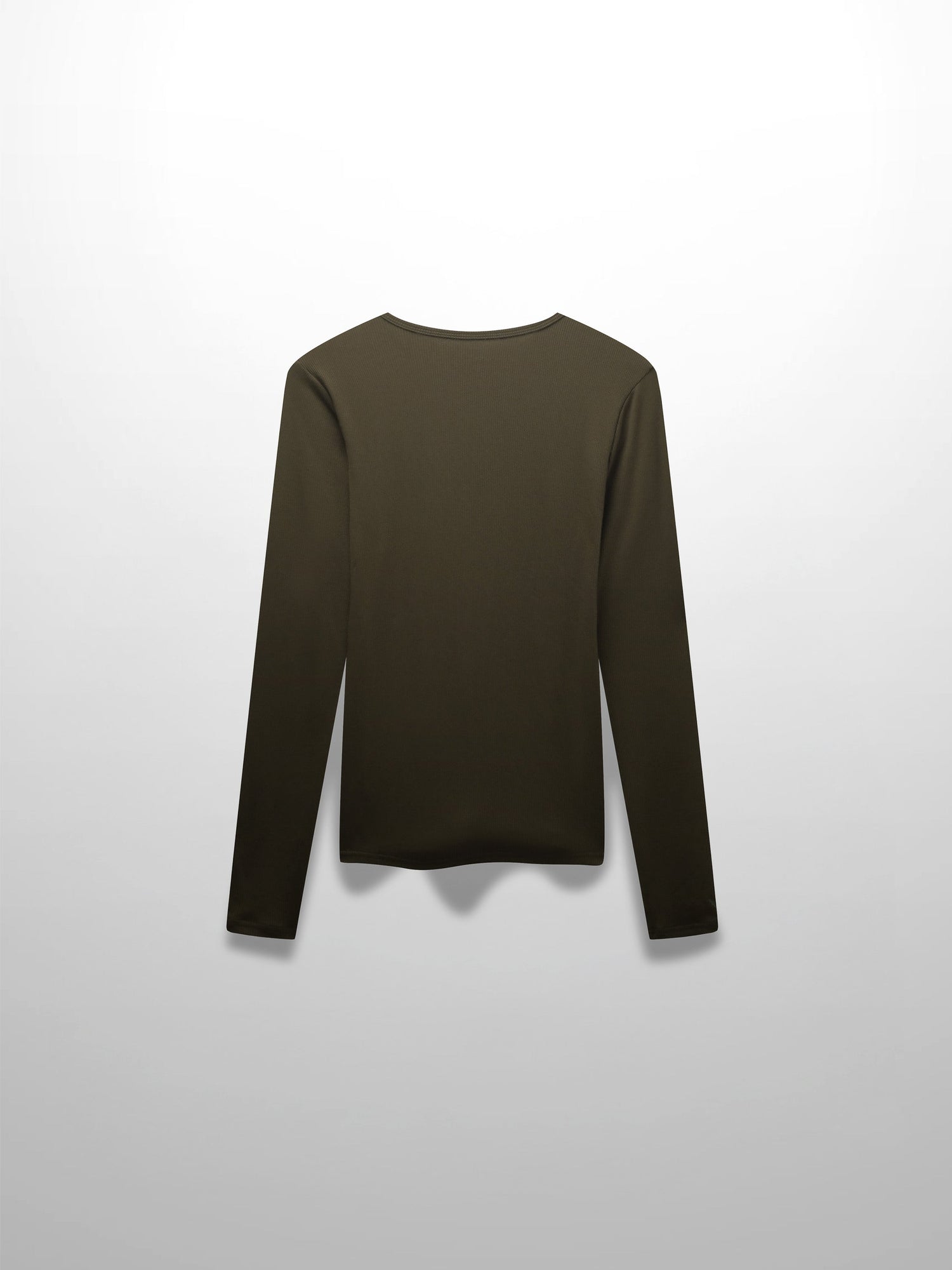 RIBBED HIGH V TEE LS-CHOCOLATE BROWN