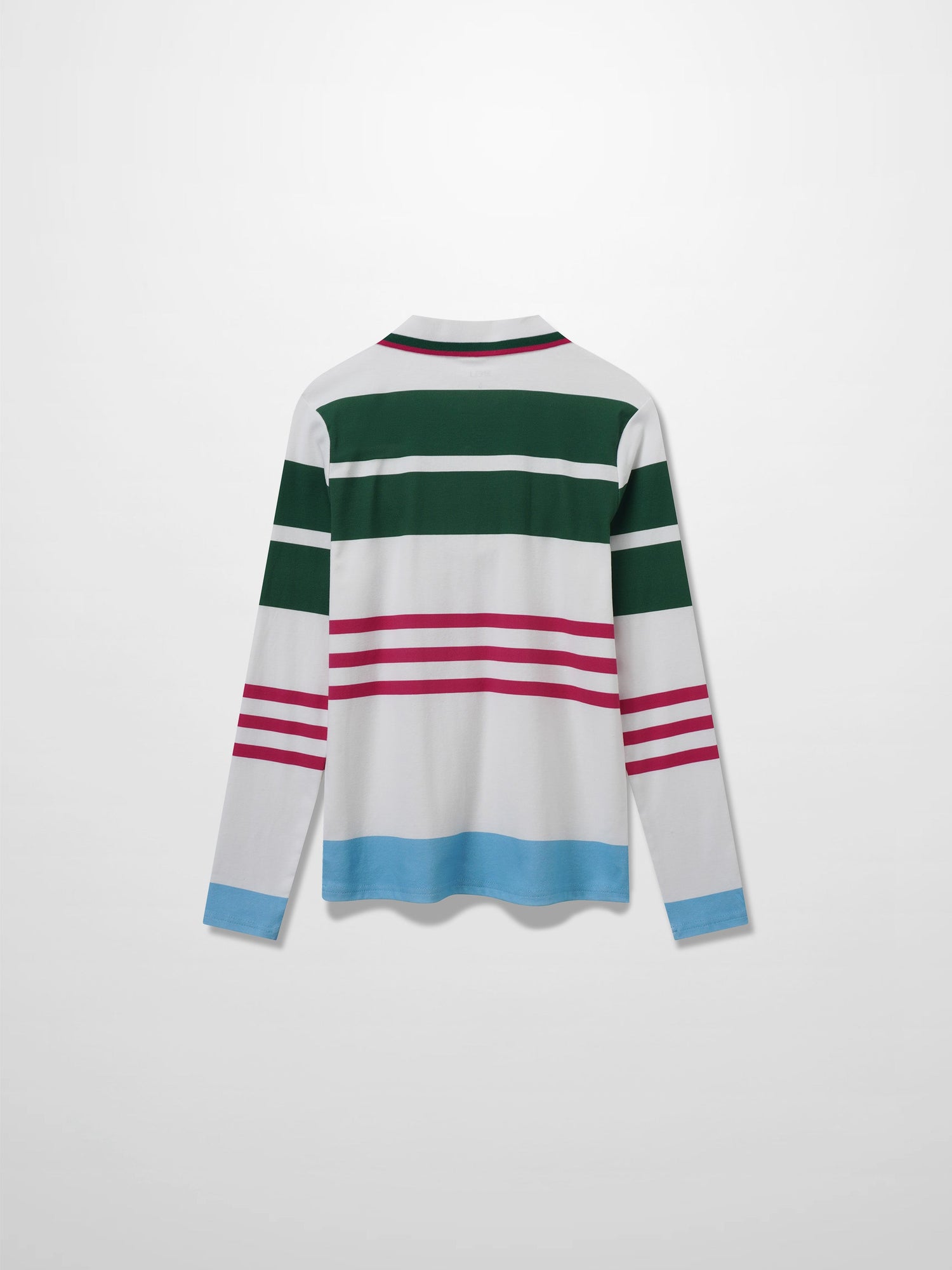Printed Collar Snap Tee-Rugby Stripe