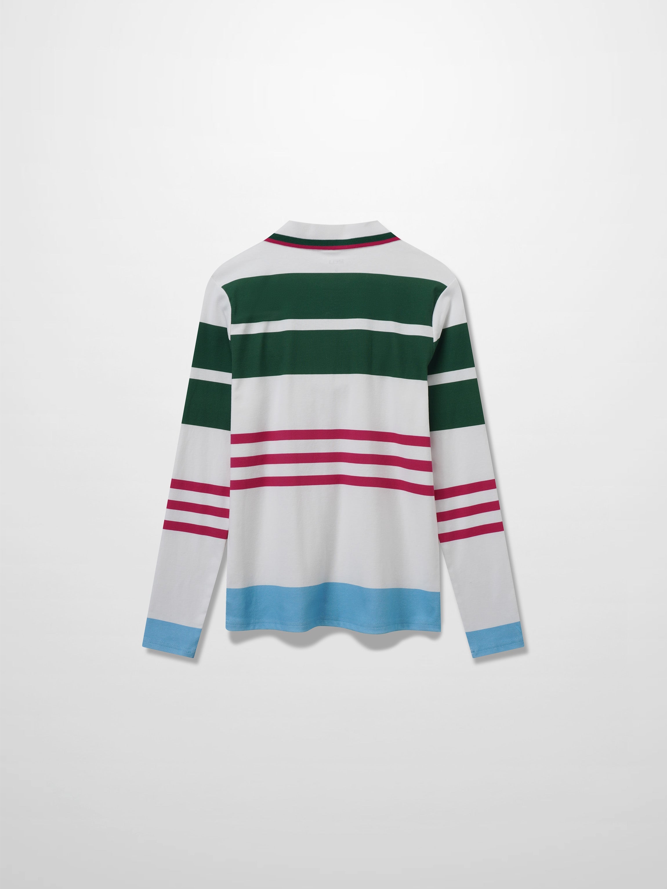 Printed Collar Snap Tee-Rugby Stripe