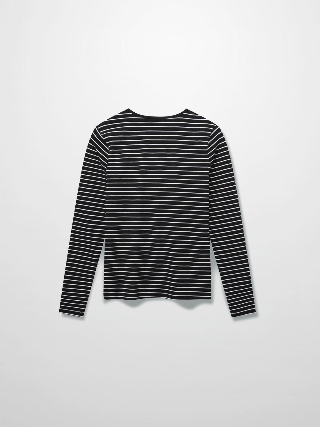Flat Striped High V Long Sleeve-Black/White