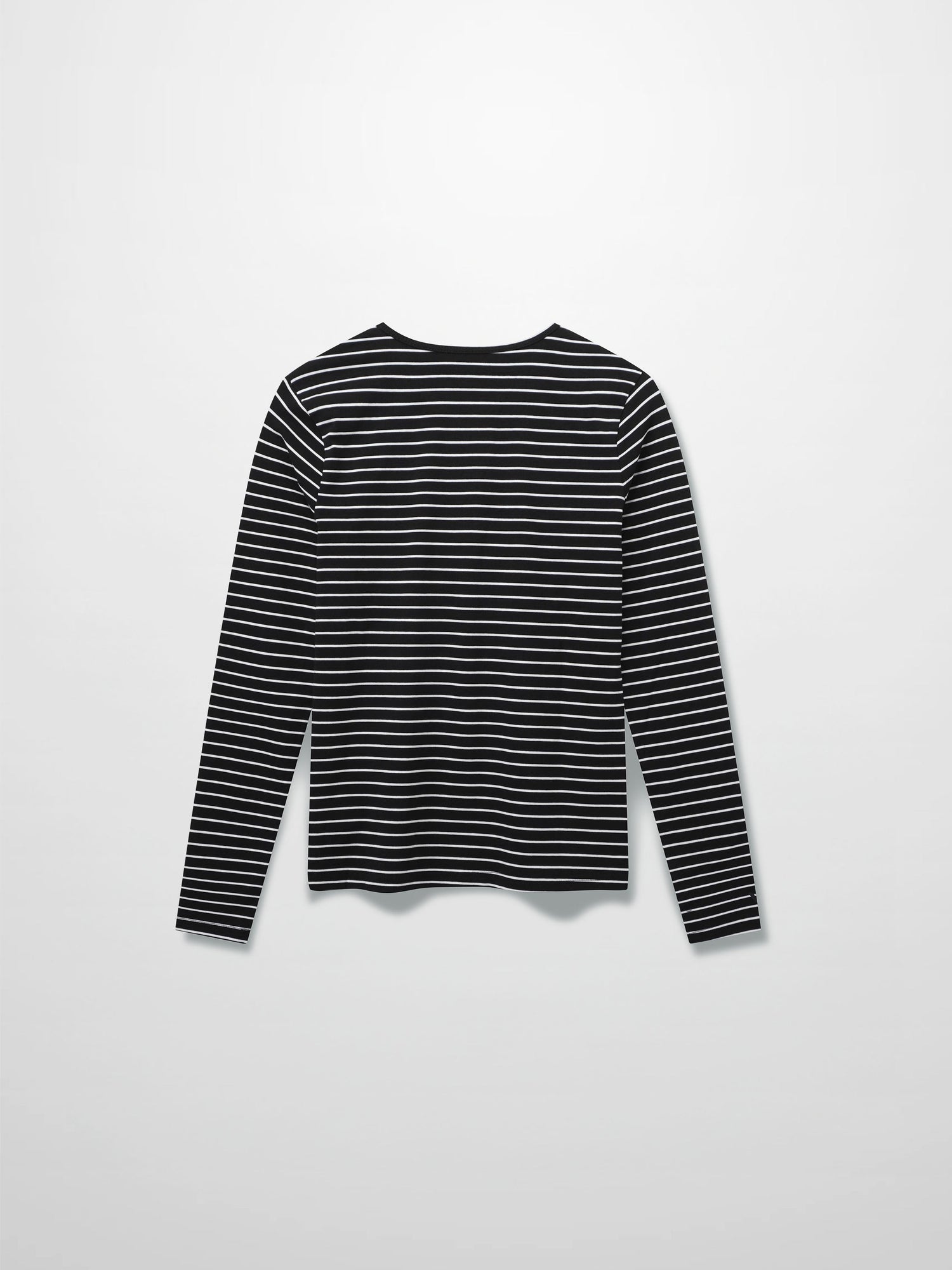 Flat Striped High V Long Sleeve-Black/White