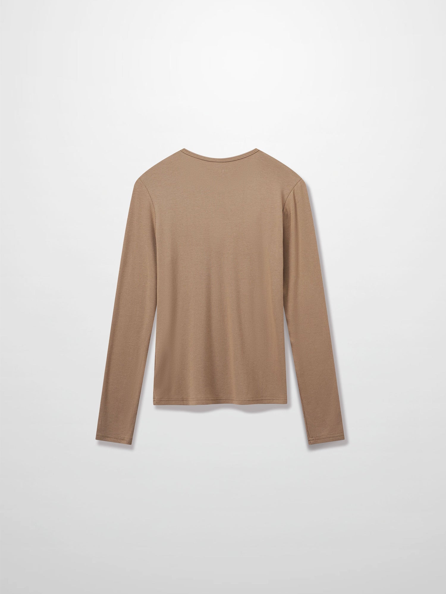 RIBBED HIGH V LS-TAUPE