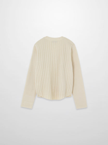 Back Wide Ribbed Cardigan Sweater-Ivory