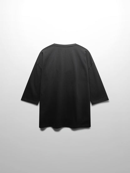 Oversized Boxy 3Q Sleeve Tee-Black