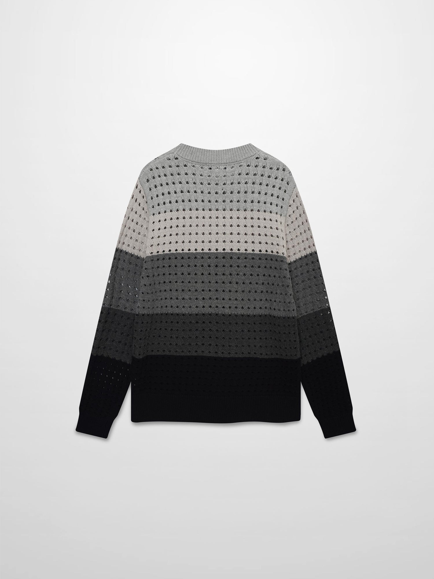 Striped Crochet Sweater-Grey