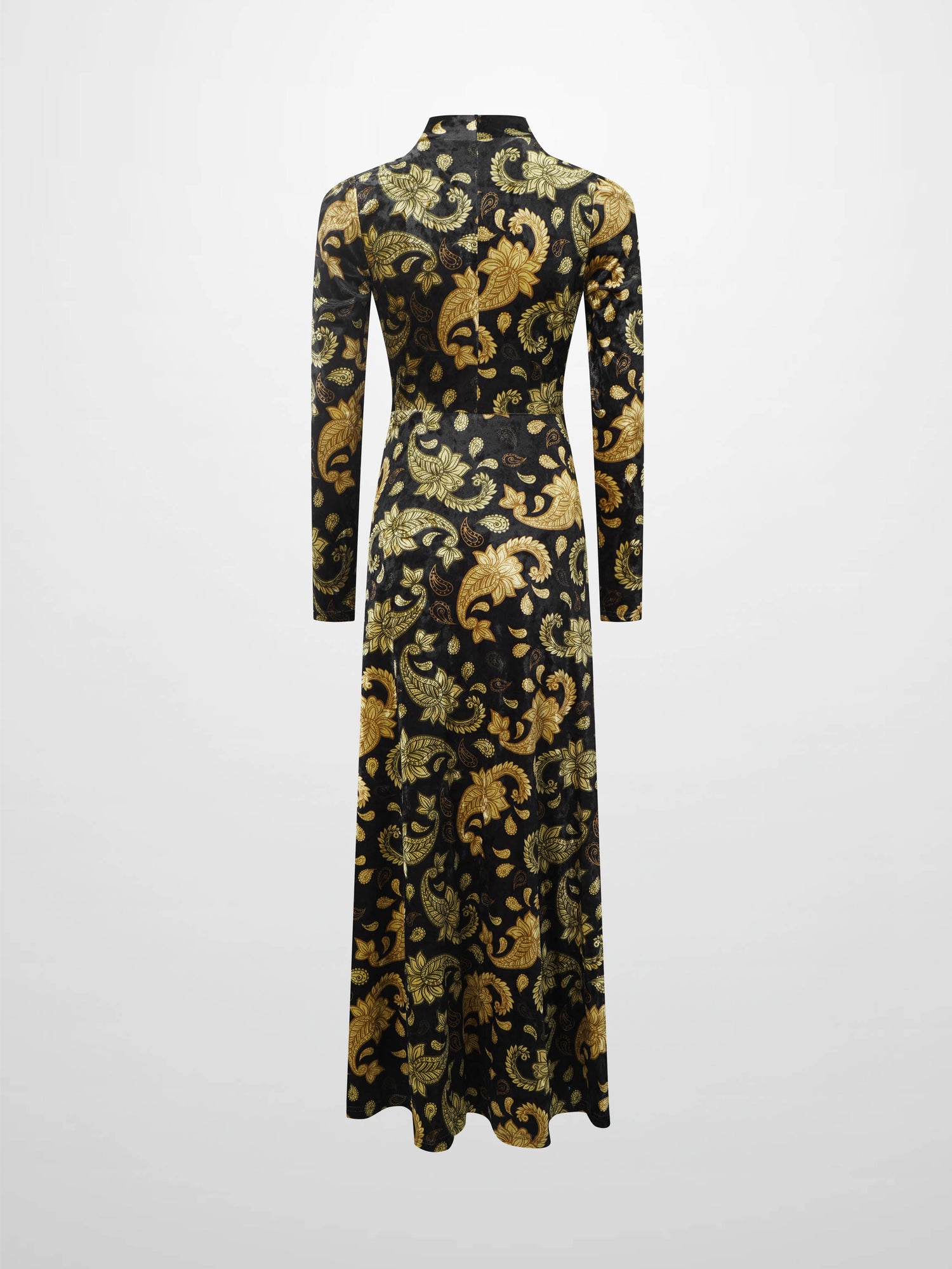 Velour Front Knot Maxi Dress-Gold Paisley
