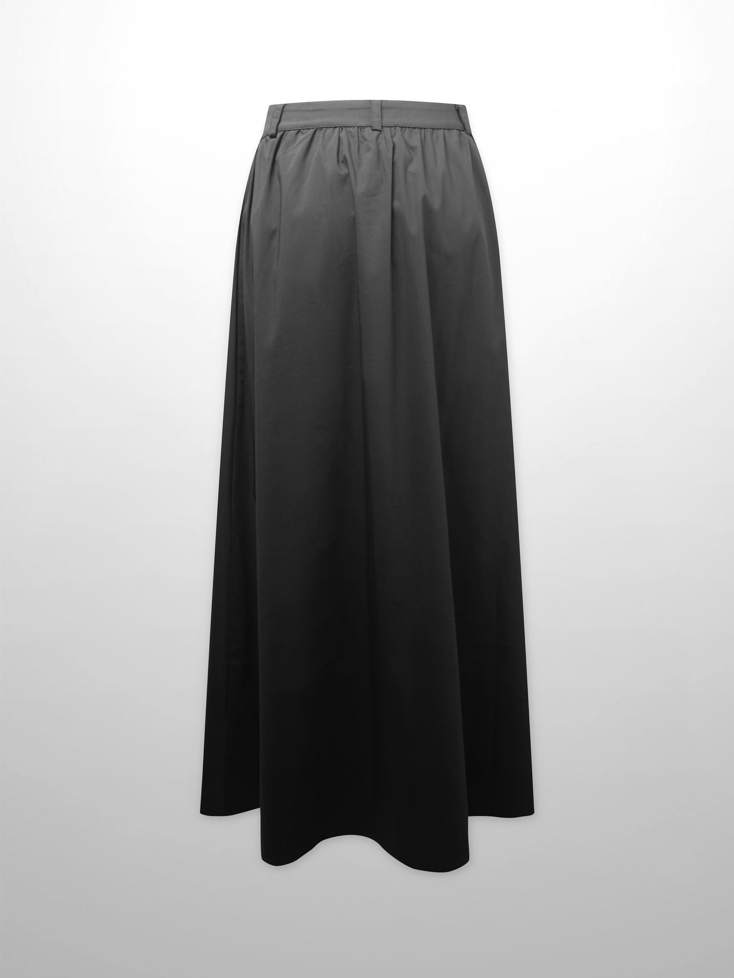 Button Down Cotton Blend Skirt-Black