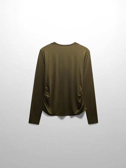 SIDE ELASTIC TEE-OLIVE