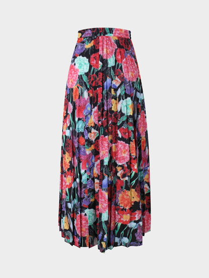 Covered Band Pleated Skirt 37"-Vibrant Flowers