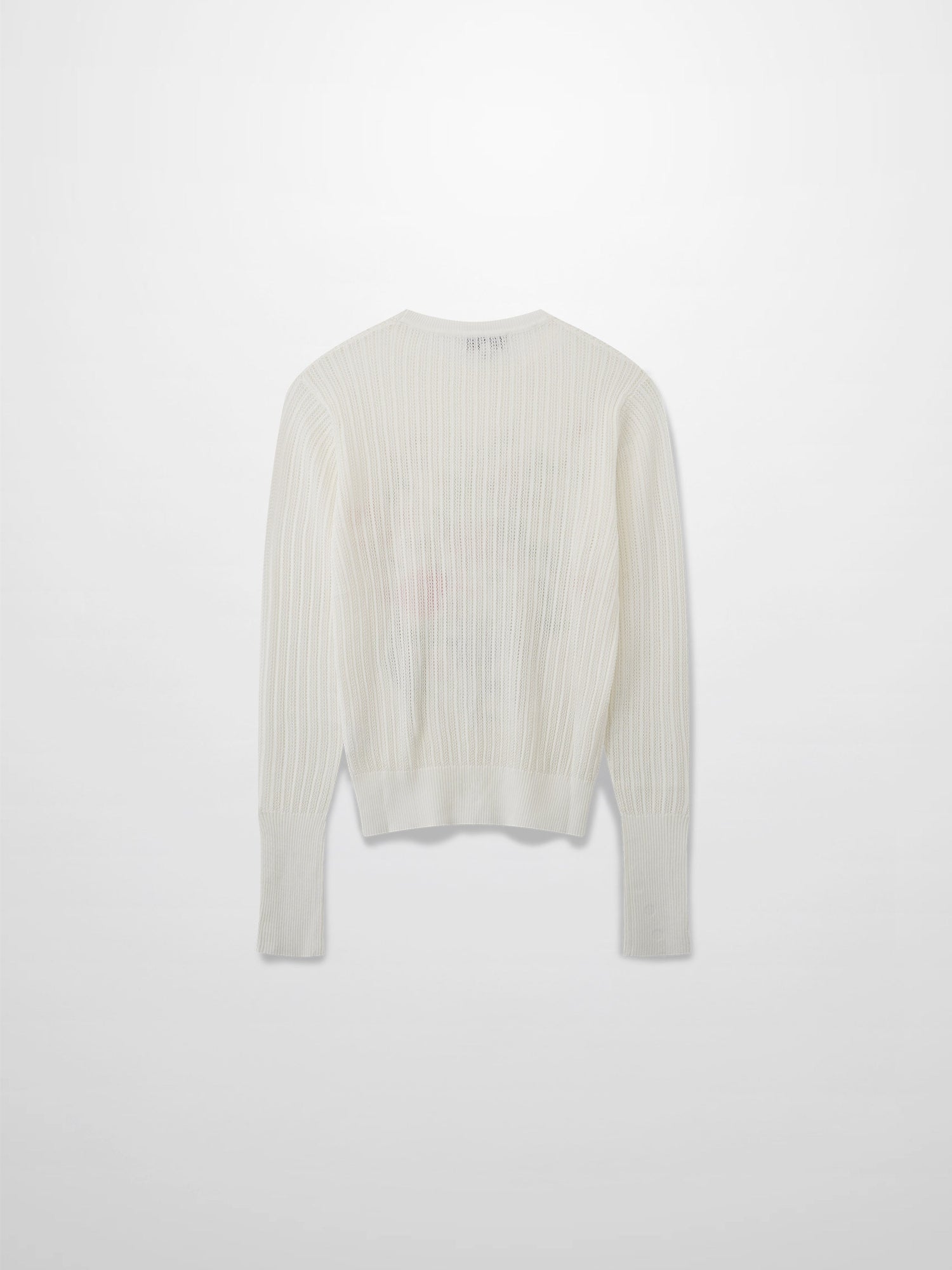 Printed Pointelle Sweater-White