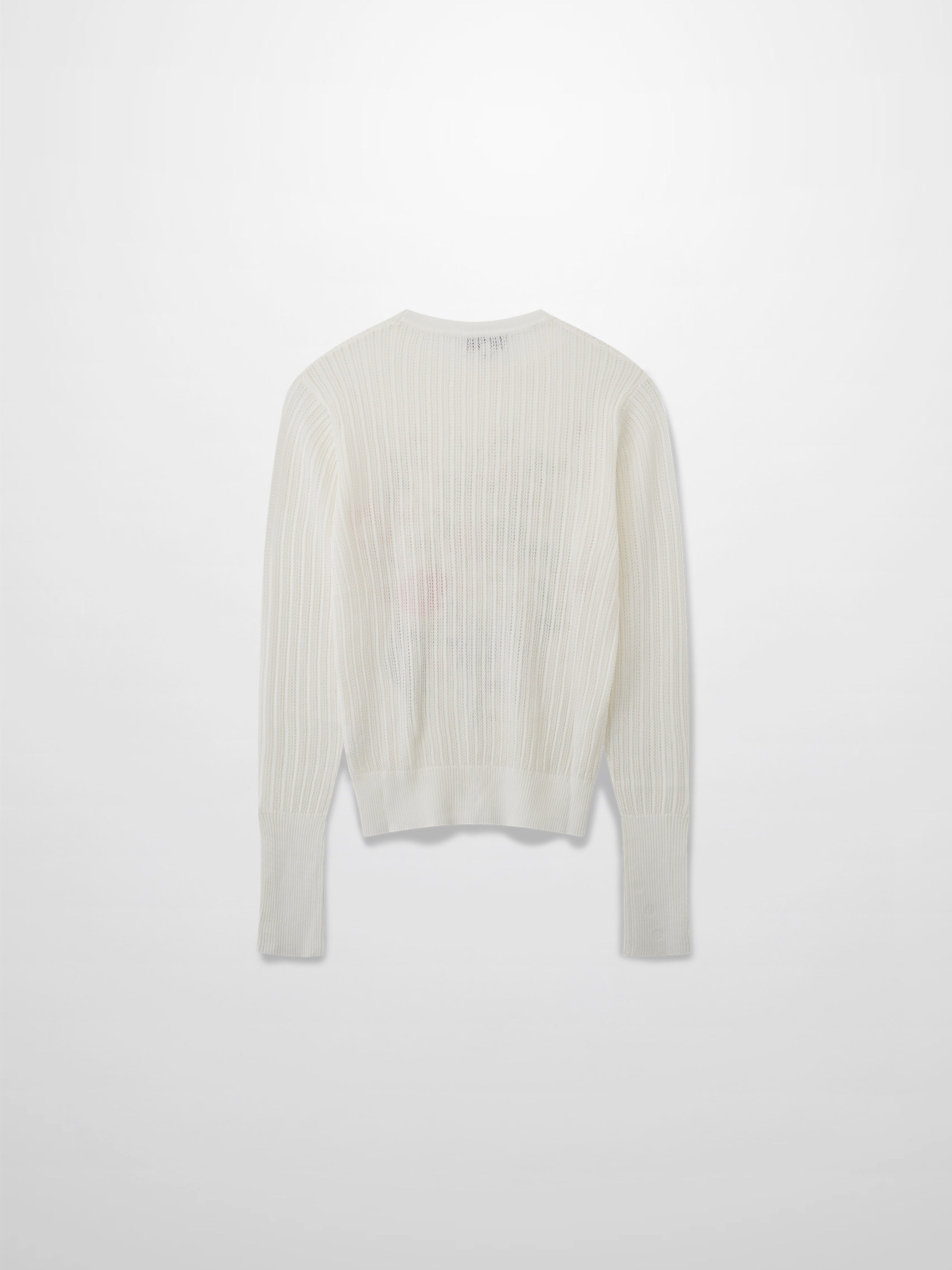 Printed Pointelle Sweater-White