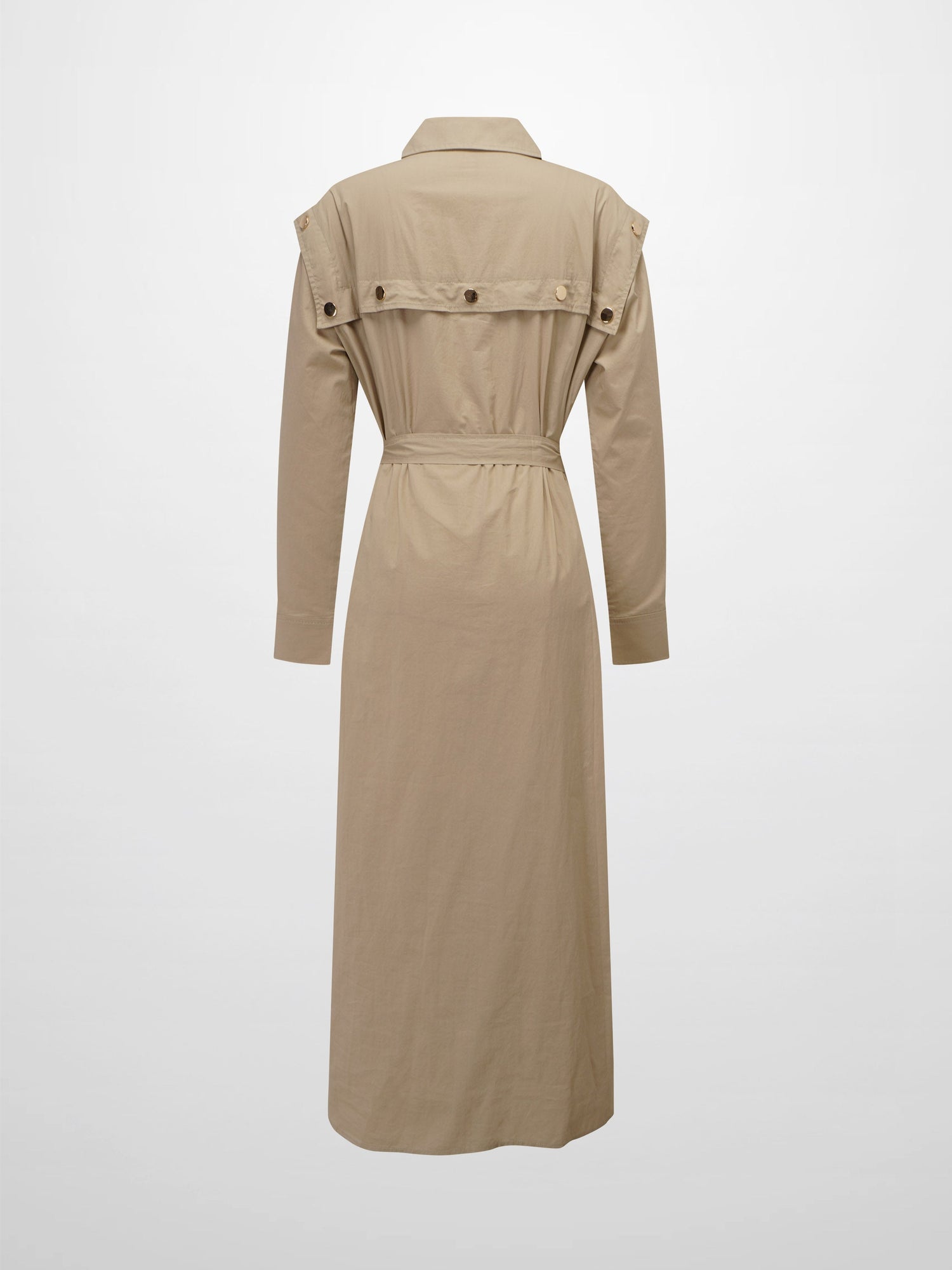 Button Overlay Shirtdress-Tan