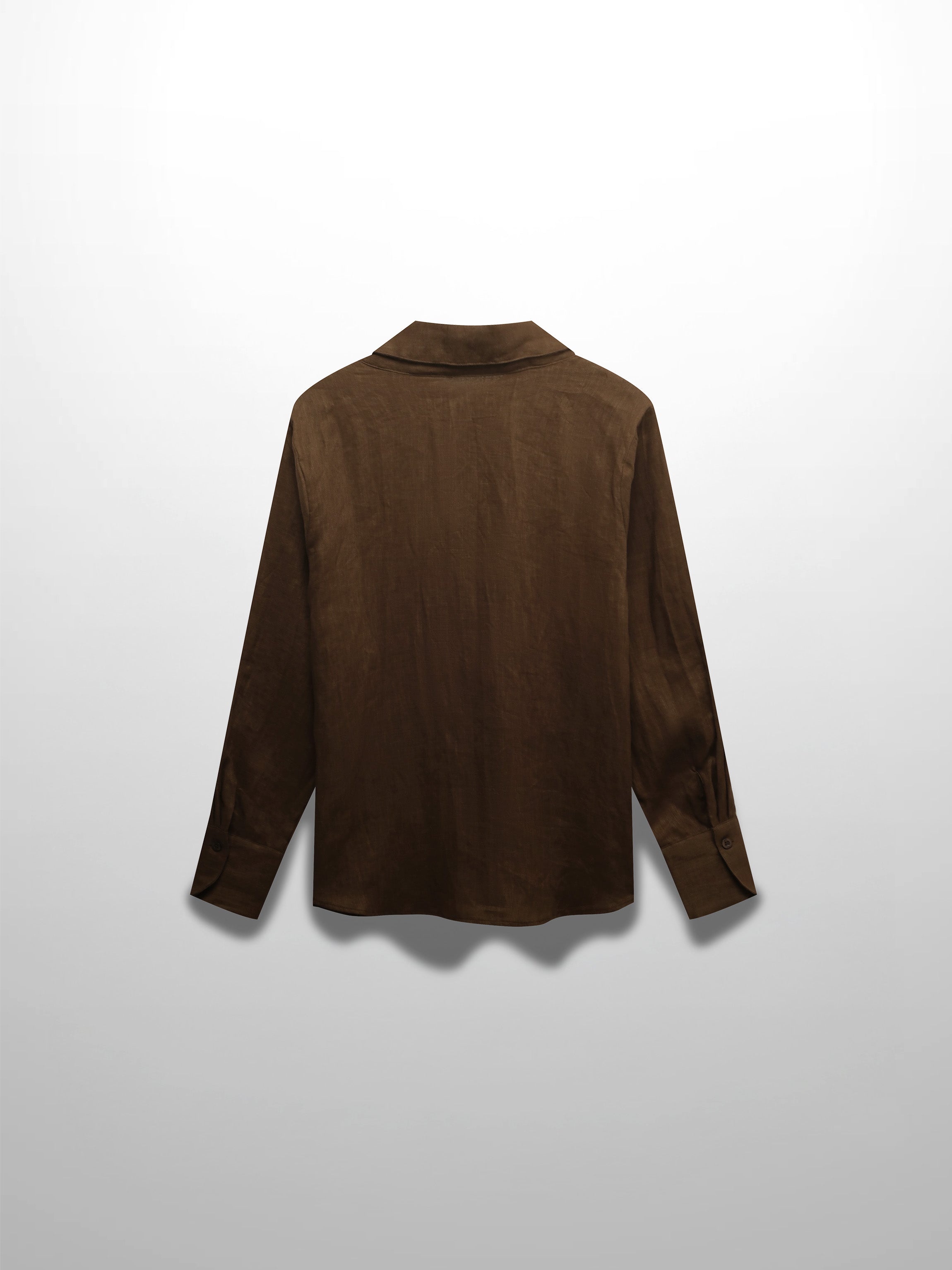 Linen Button Down Blouse-Brown