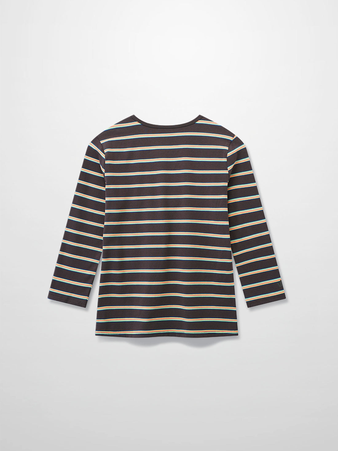 Flat Striped Crew Tee 3Q-Charcoal Grey/Neon Stripe