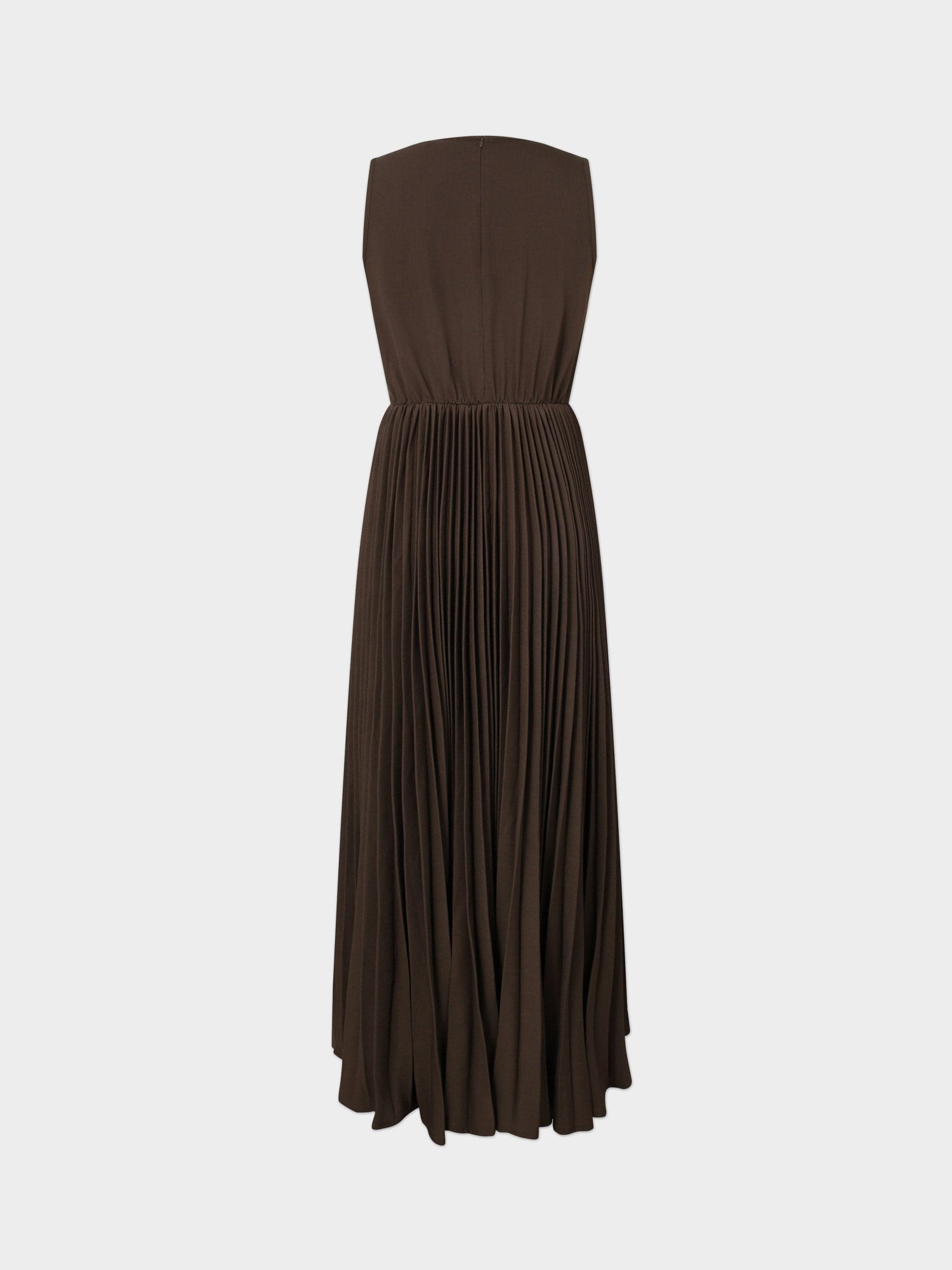 Pleated Slip Dress-Brown