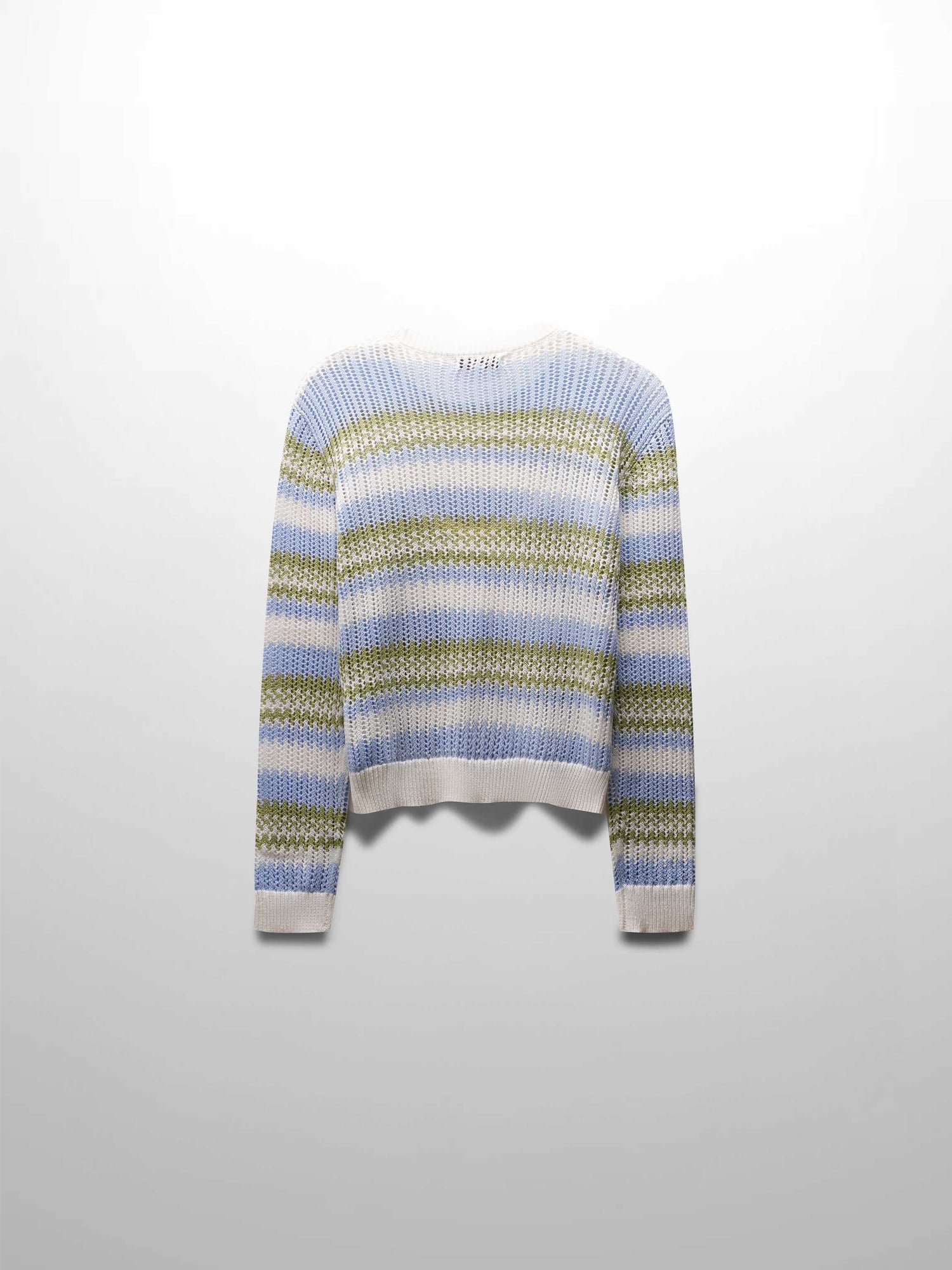 Mesh Striped Sweater-Light Blue/Lime Green