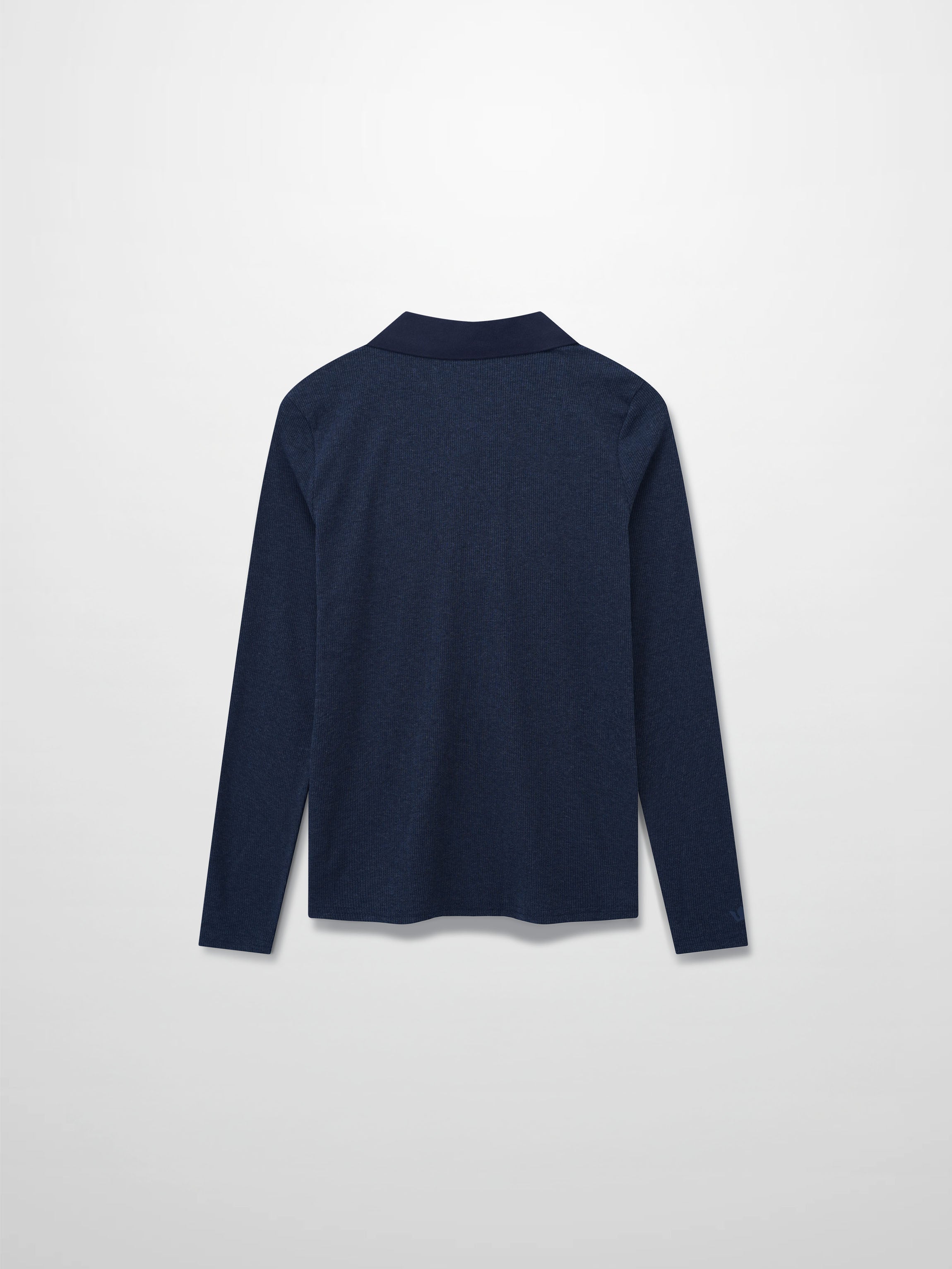 Ribbed Collar T-Shirt-Dark Blue