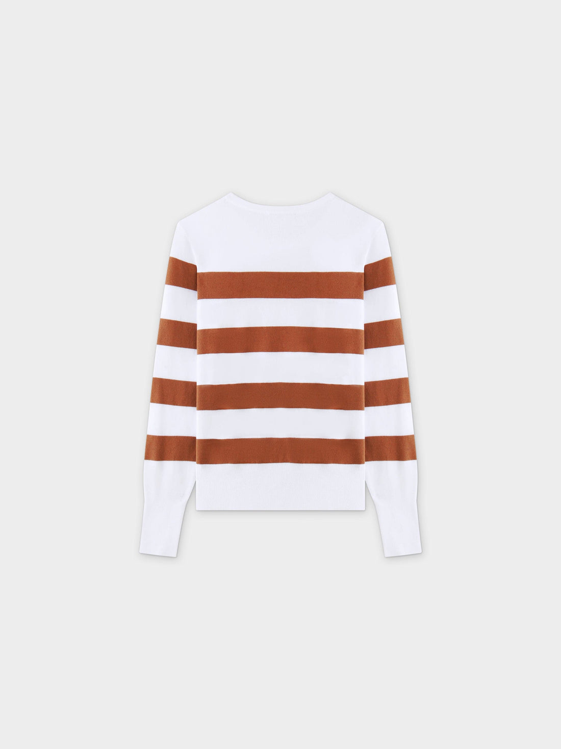 Striped Cotton Sweater-Brown