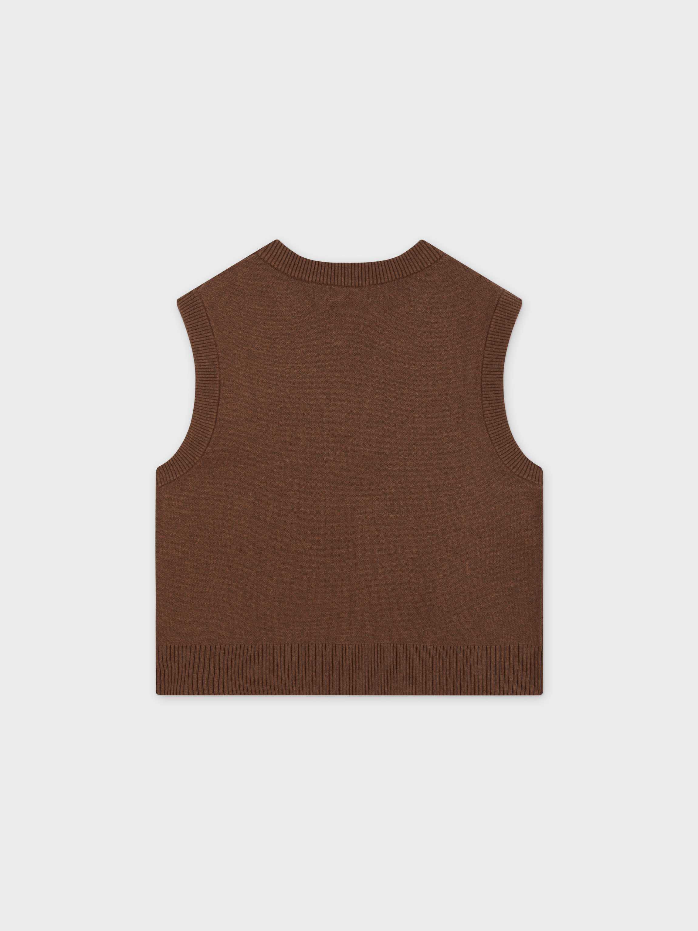 V-Neck Knit Vest-Chestnut