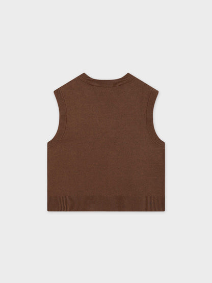 V-Neck Knit Vest-Chestnut
