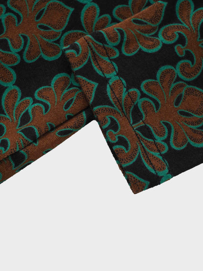 Printed Modal Turtleneck-Green/Brown Clover