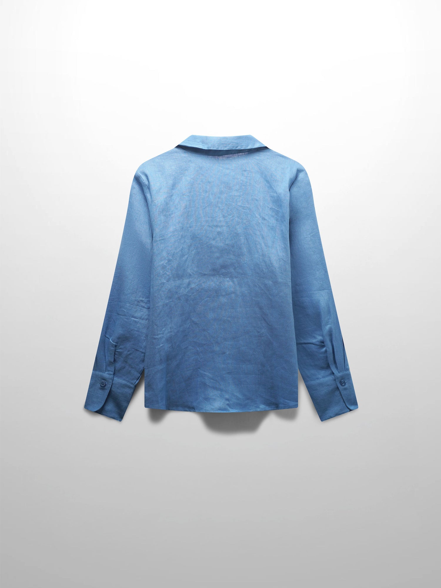 Linen Button Down Blouse-Ocean Blue