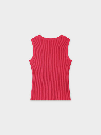 Sleeveless Ribbed Crew-Hot Pink