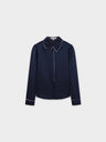 Beaded Trim Blouse-Navy