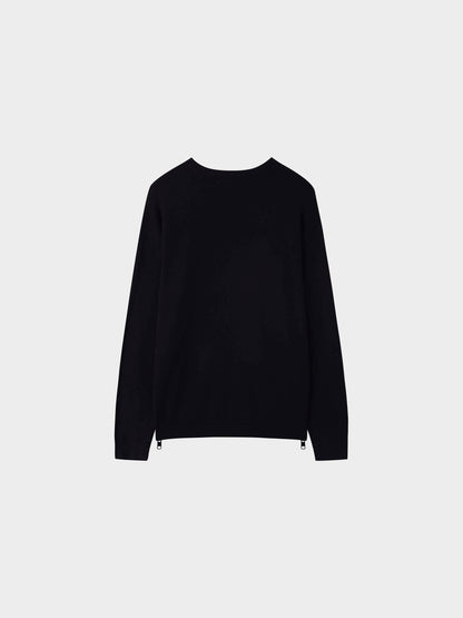 Side Zipper Sweater-Black