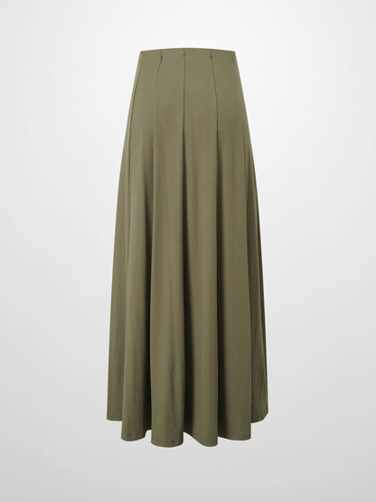 Panel Ribbed Skirt-Olive