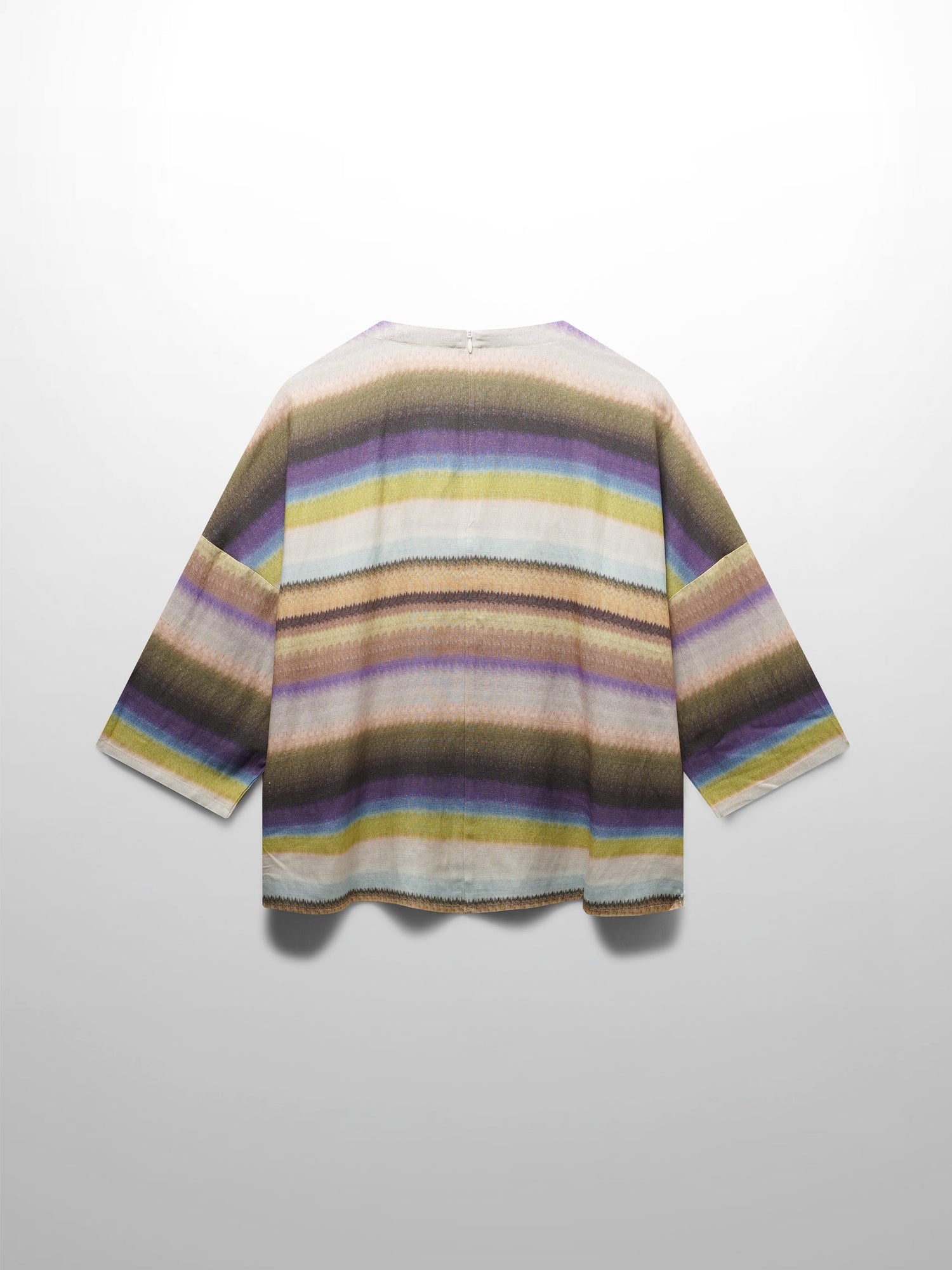 Linen Blend Crop Swing Top-Ombre Stripe