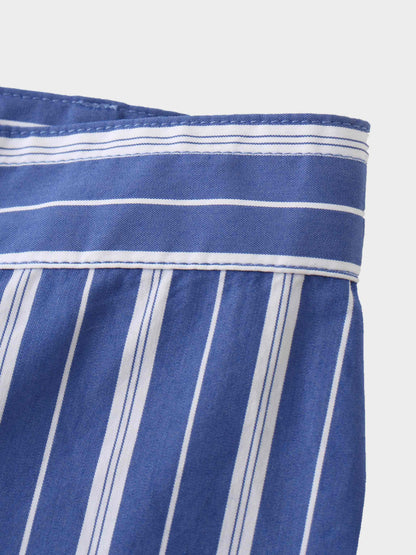 Button Down Yoke Circle Skirt-Blue Stripe