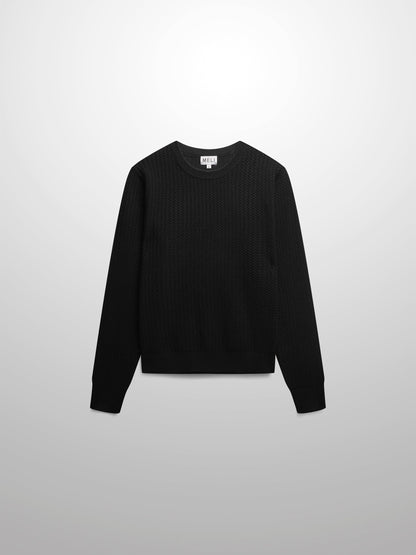 Waffle Wave Sweater- Solid Black