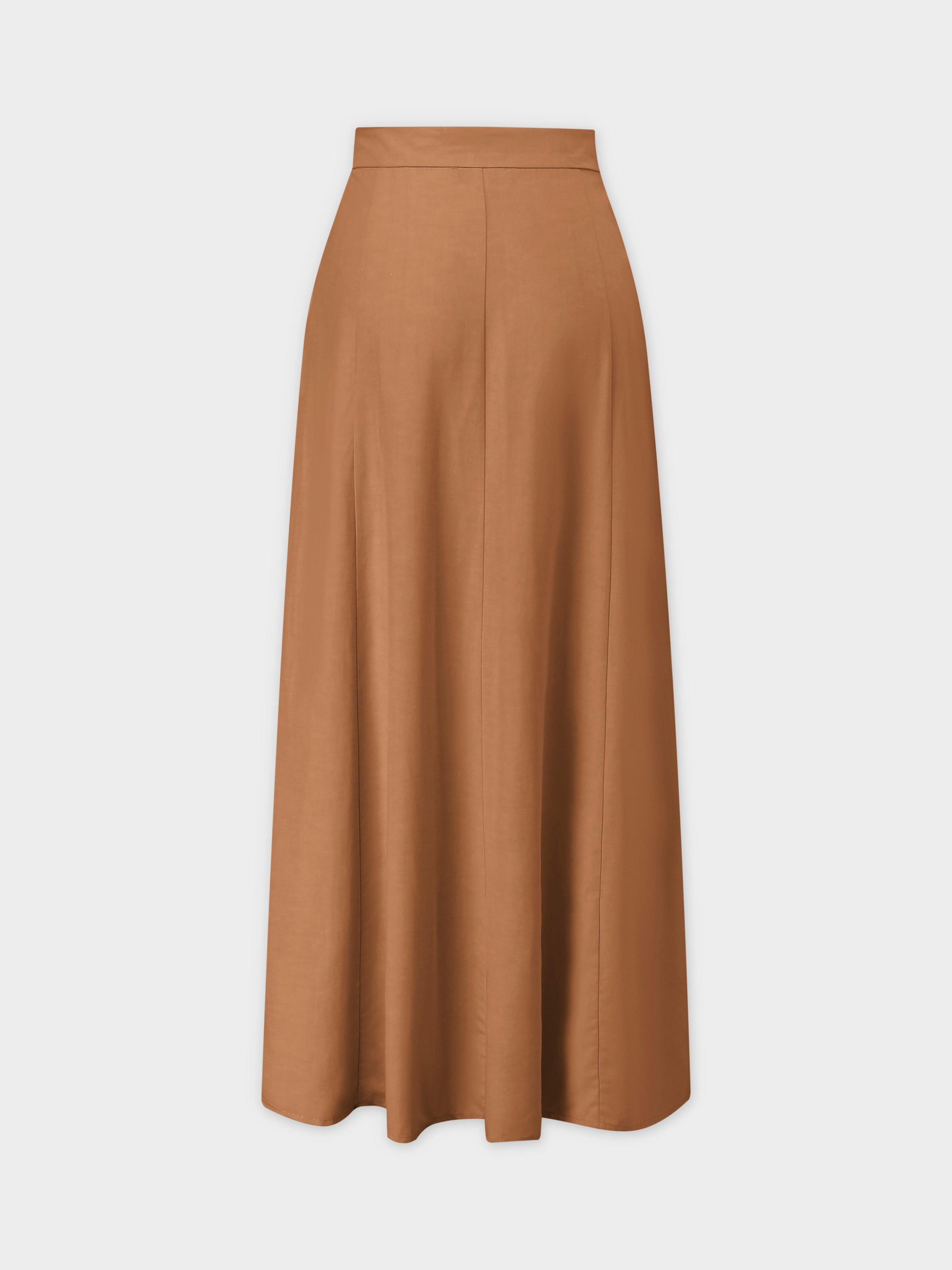 A-Line Seamed Skirt-Brown