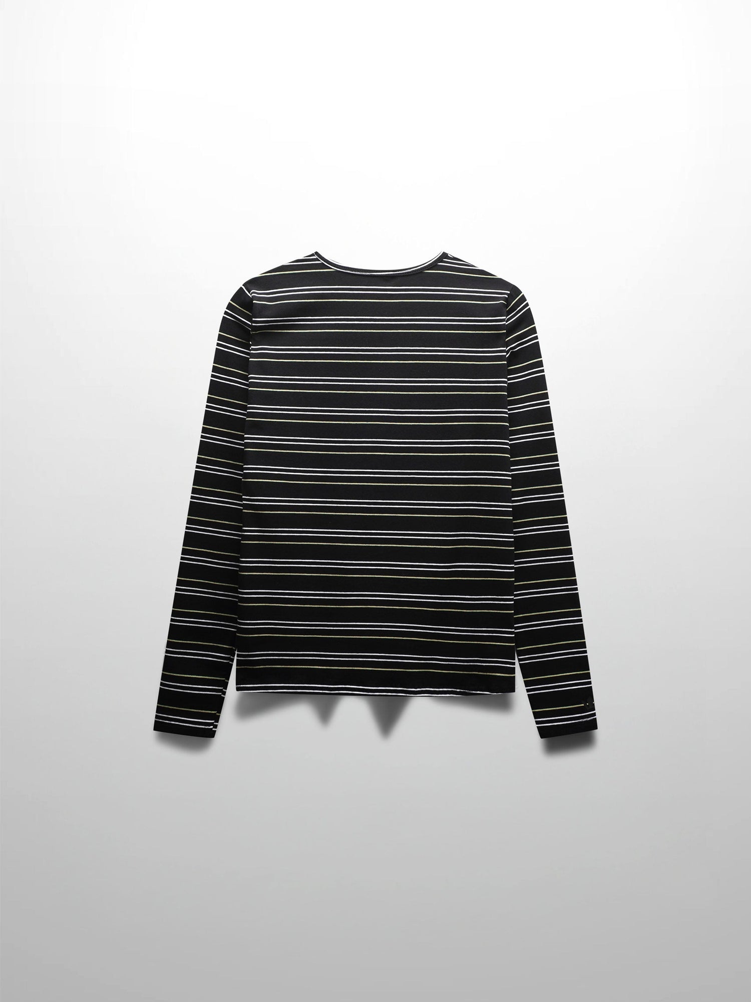 Flat Striped Crew Long Sleeve-Black/White/Green