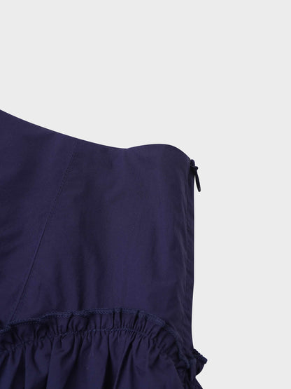 Yoke Ruffle Skirt-Navy