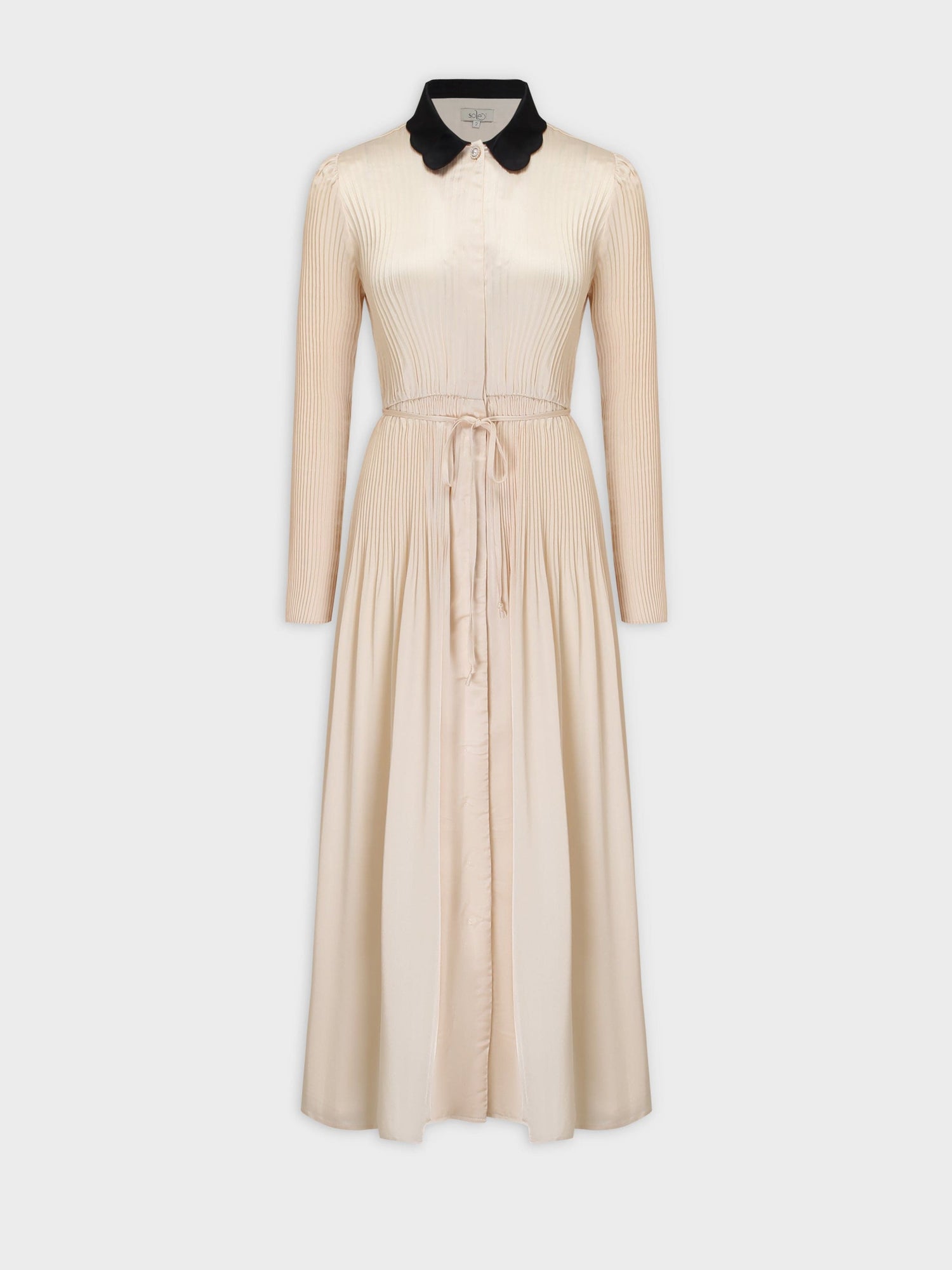 Micro Pleat Dress-Ivory