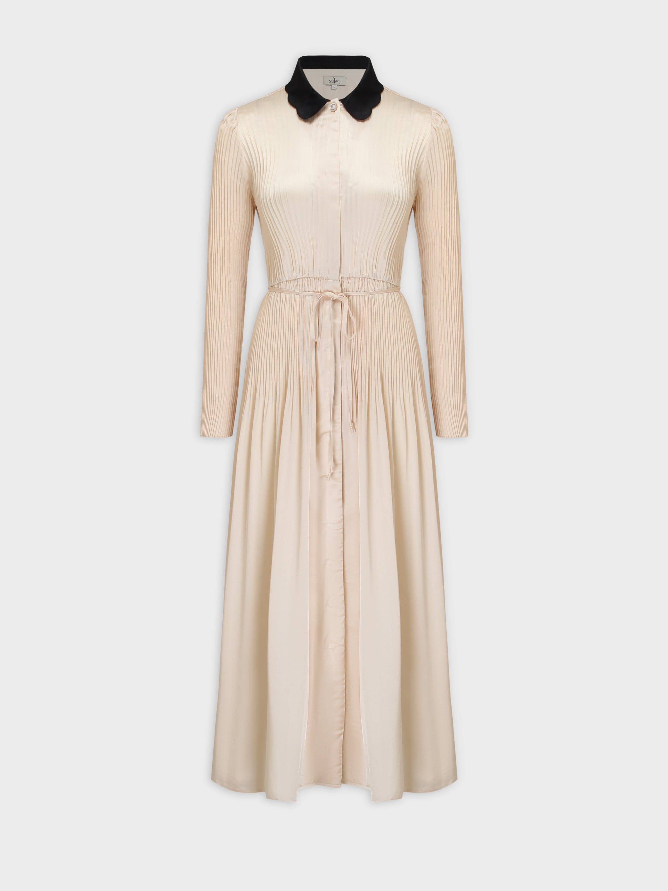Micro Pleat Dress-Ivory