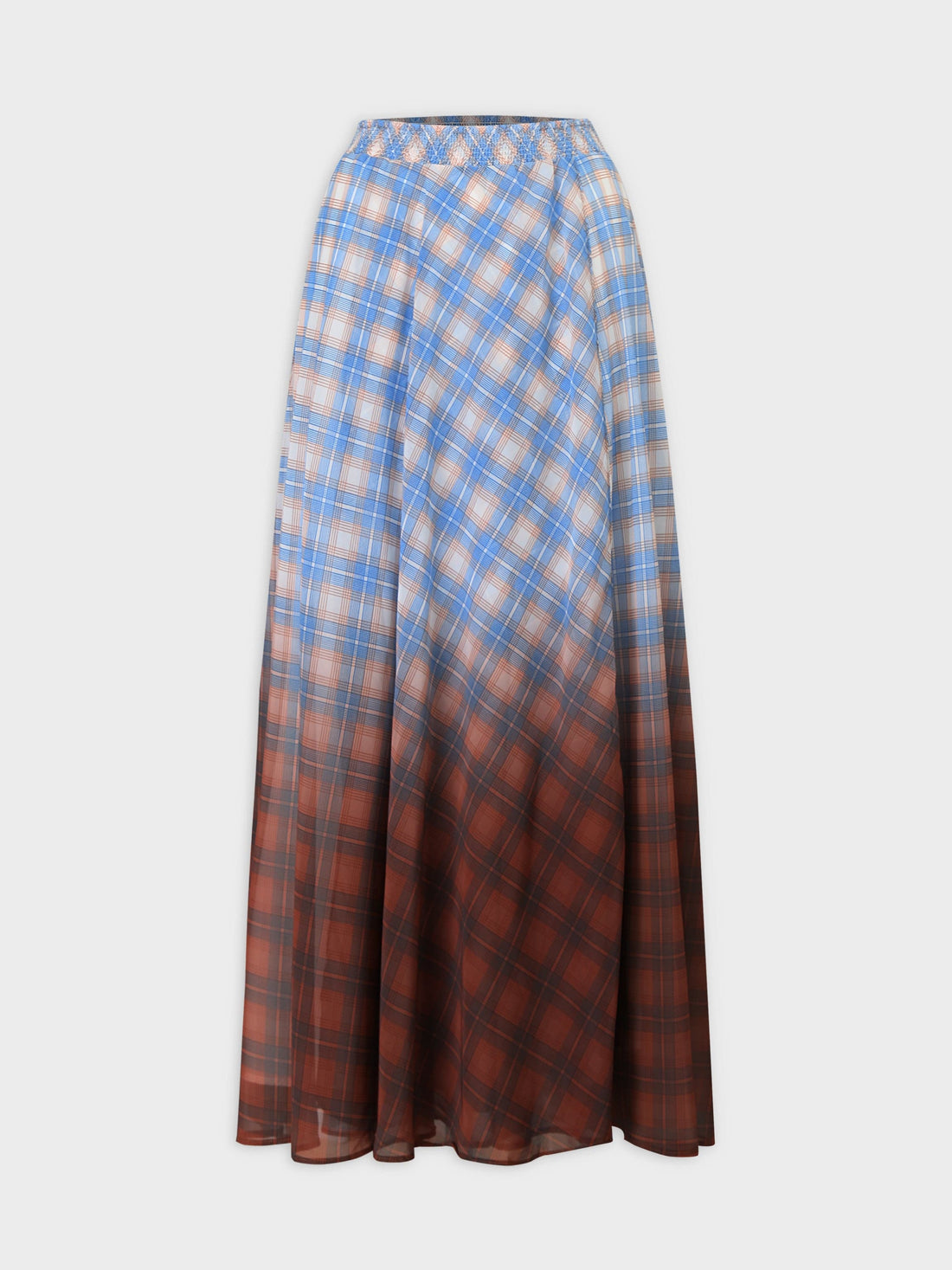 MOCK WRAP SKIRT 39&quot;-PLAID OMBRE