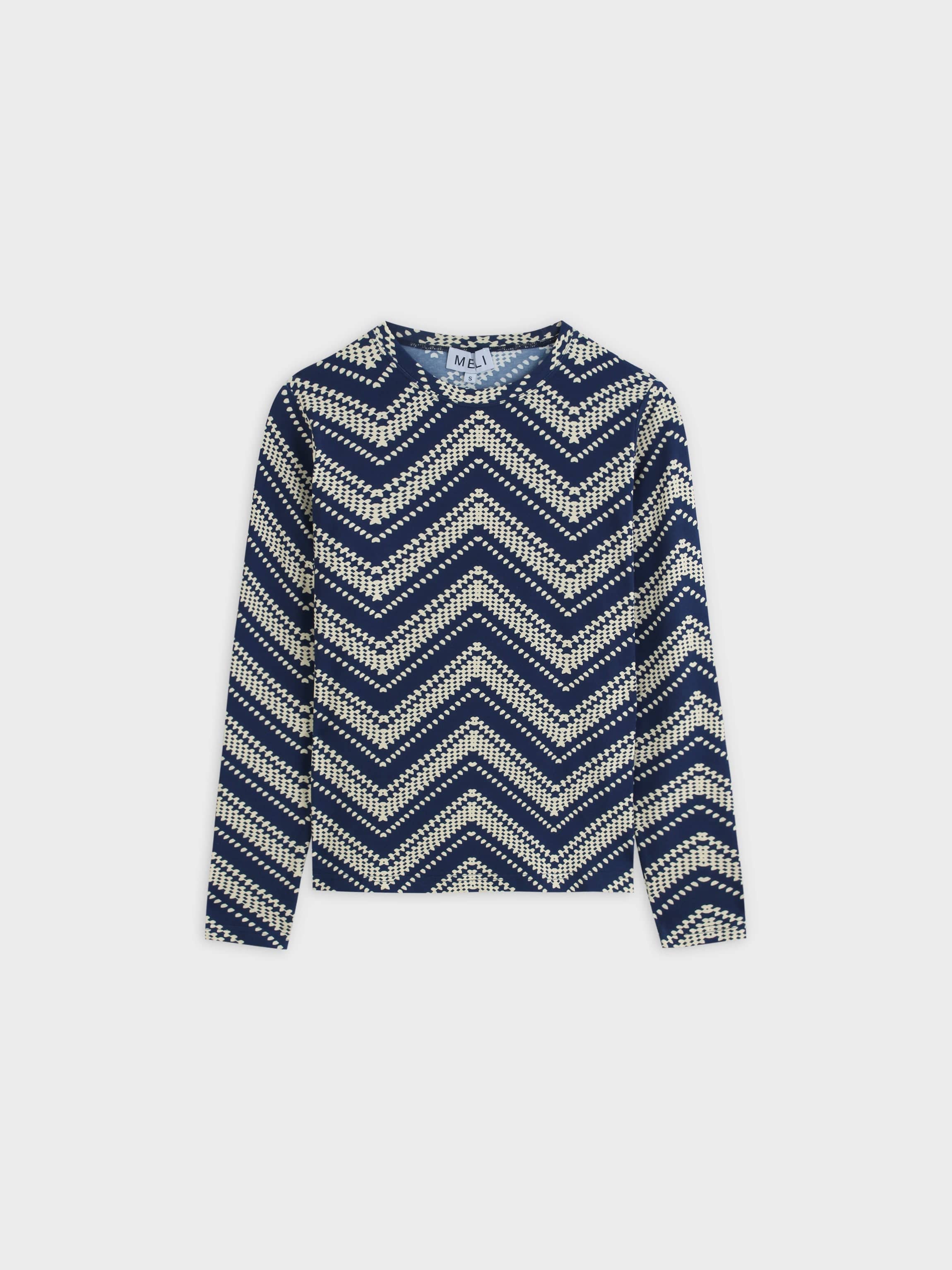 Printed Modal Tee-Chevron Print