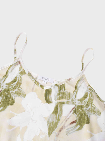 A-Line V Neck Slip Dress-Shades of Green