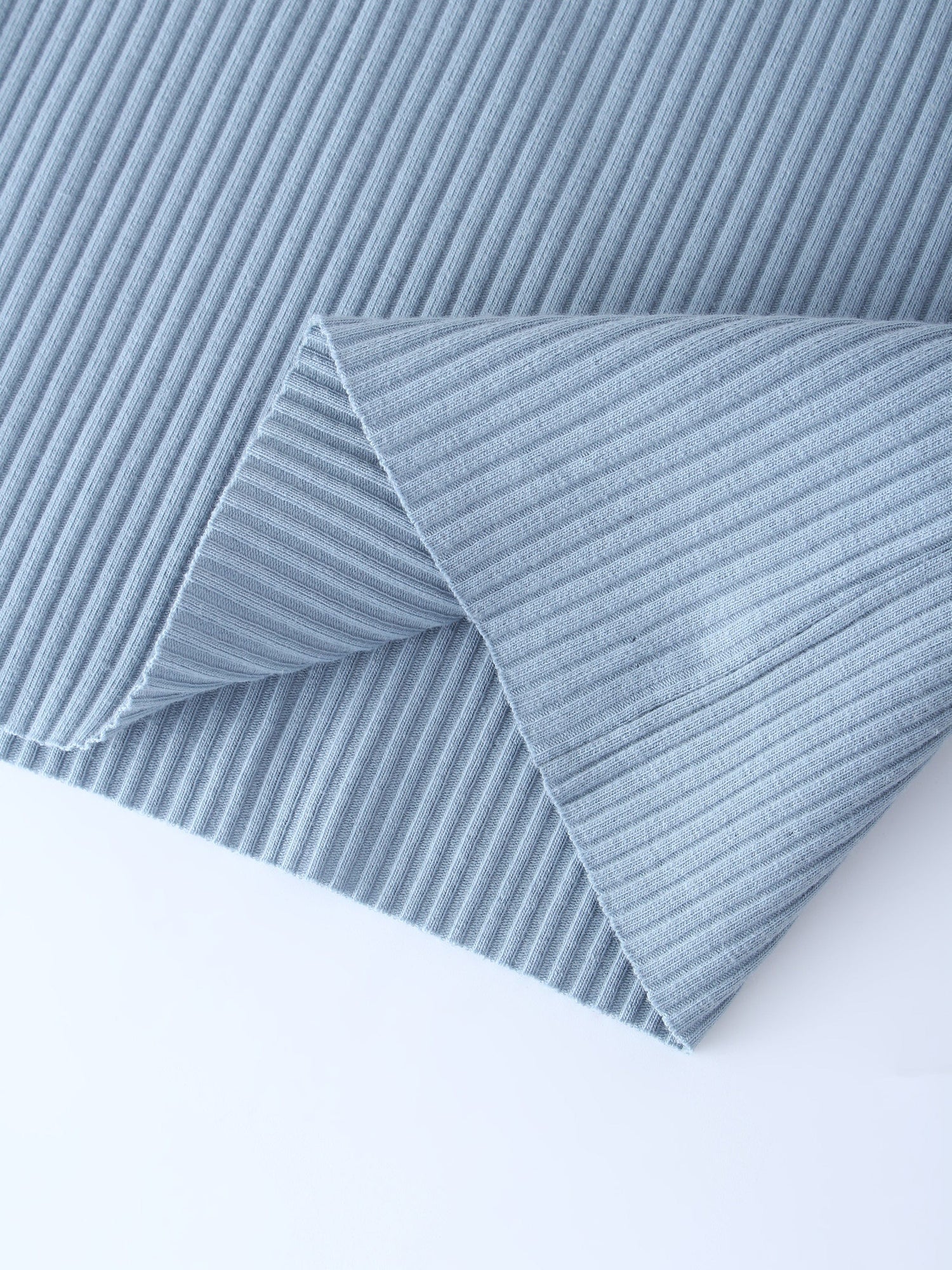 WIDE RIBBED CREW-BLUE GREY