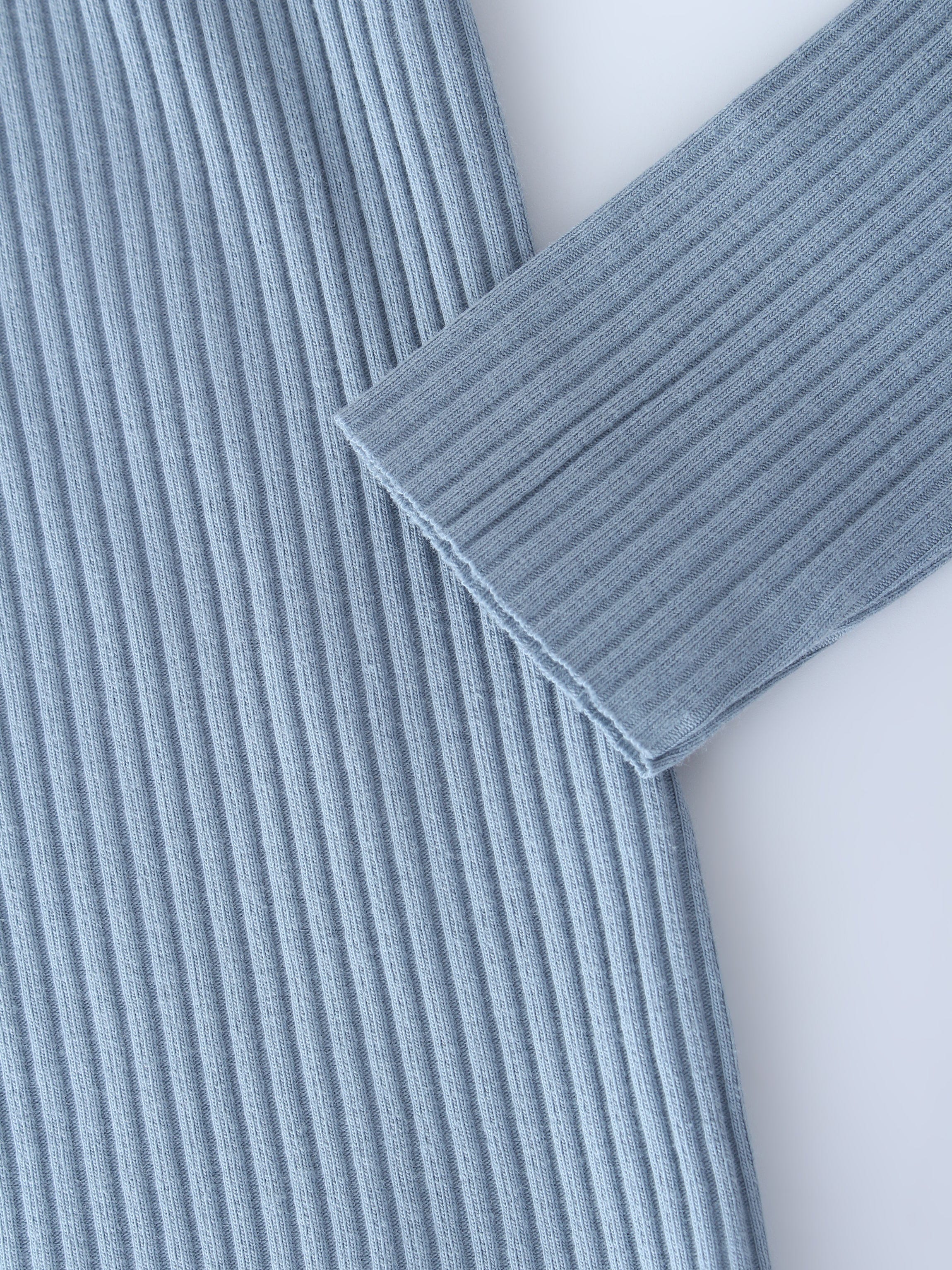 WIDE RIBBED CREW-BLUE GREY