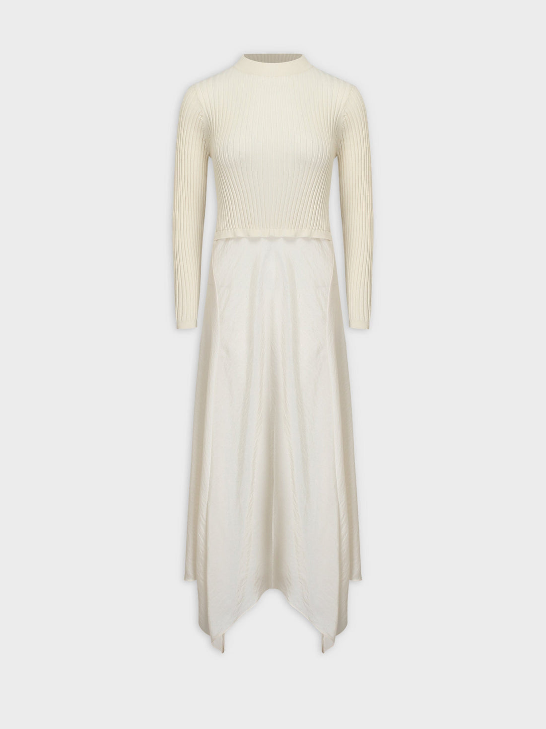 Crew Knit Satin Dress-Ivory