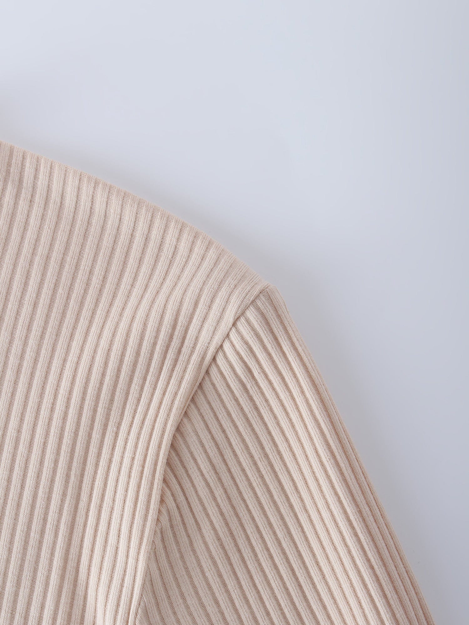 WIDE RIBBED CREW-TAN