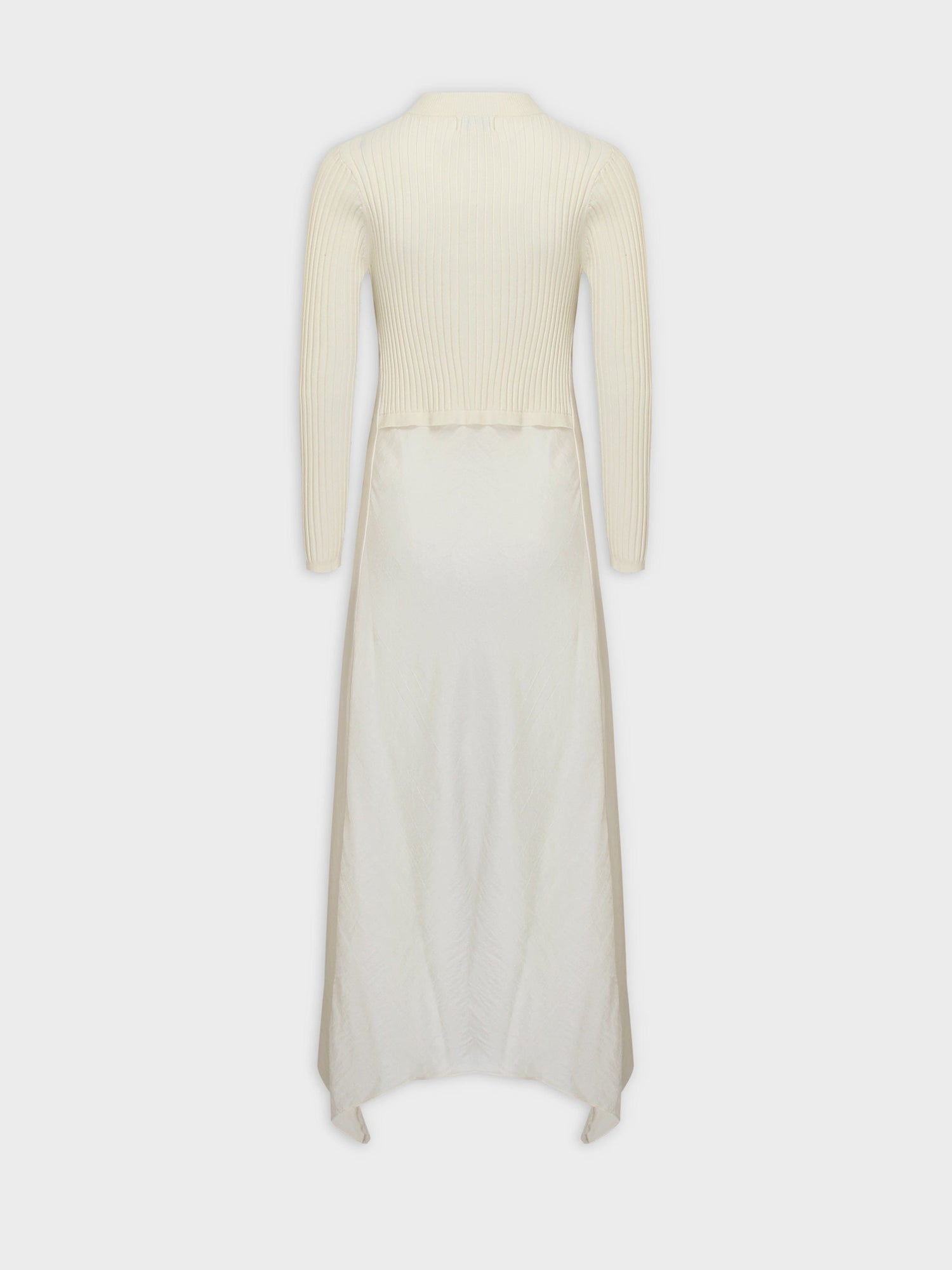 Crew Knit Satin Dress-Ivory