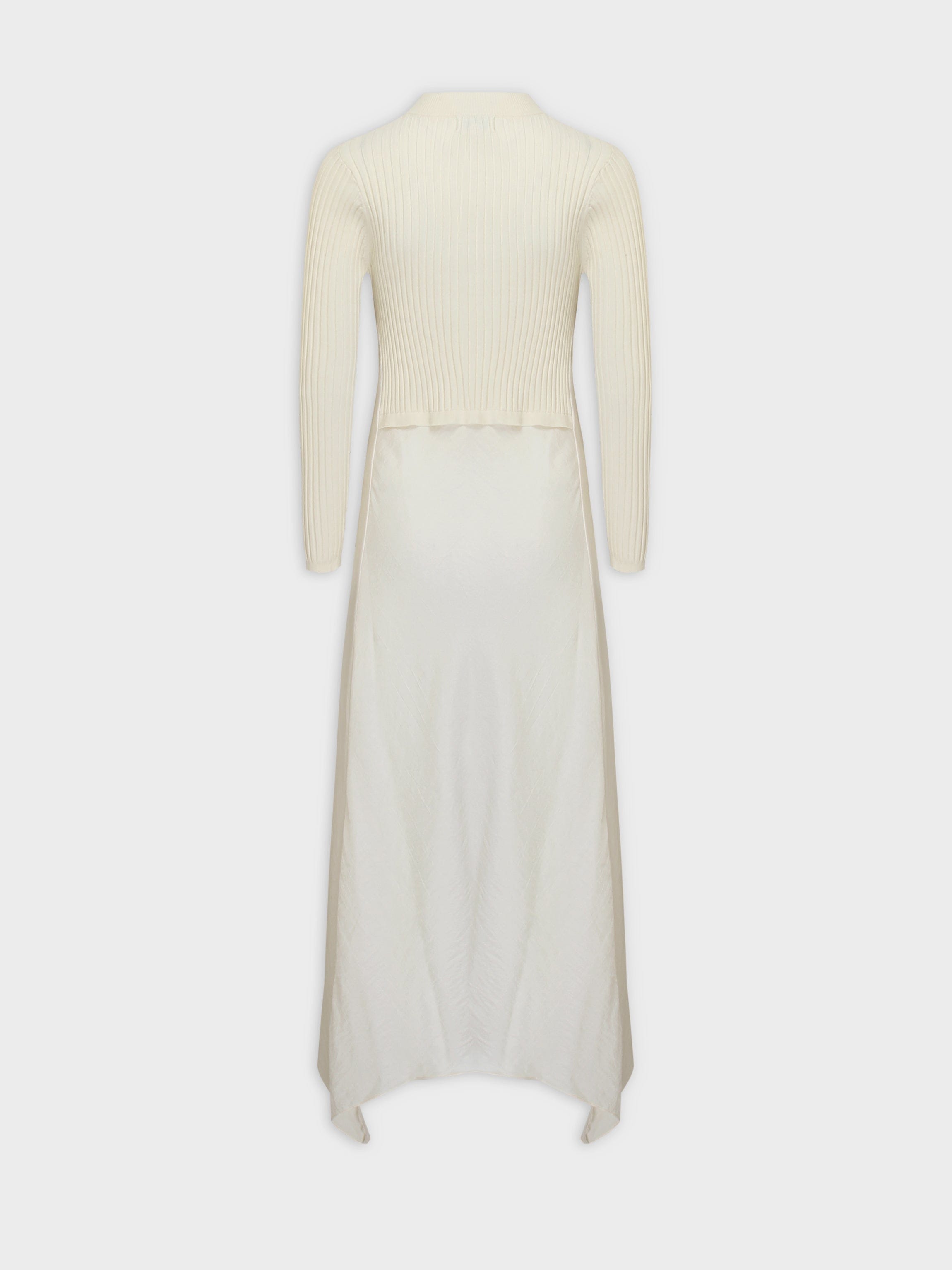 Crew Knit Satin Dress-Ivory