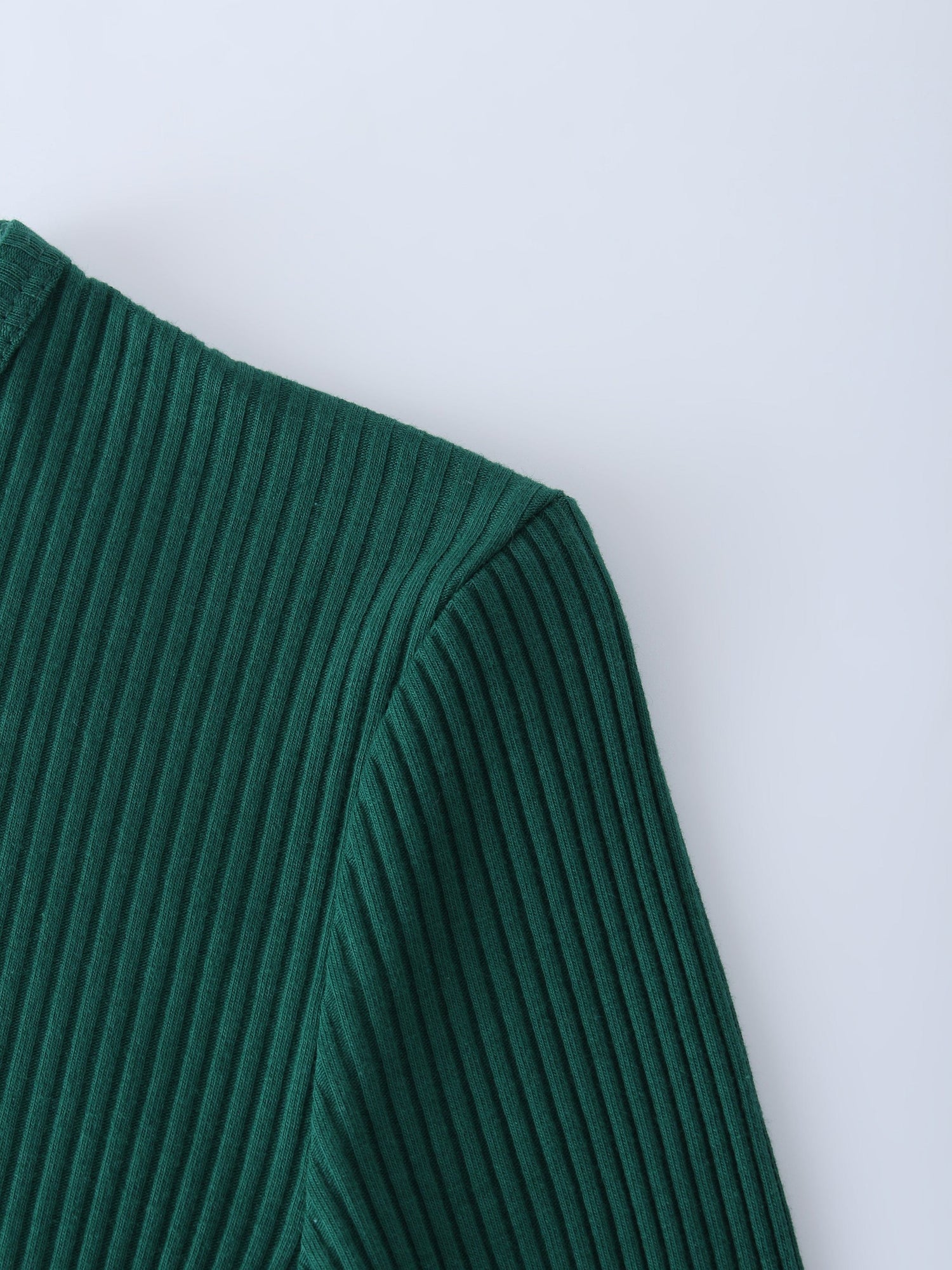 WIDE RIBBED CREW-GREEN